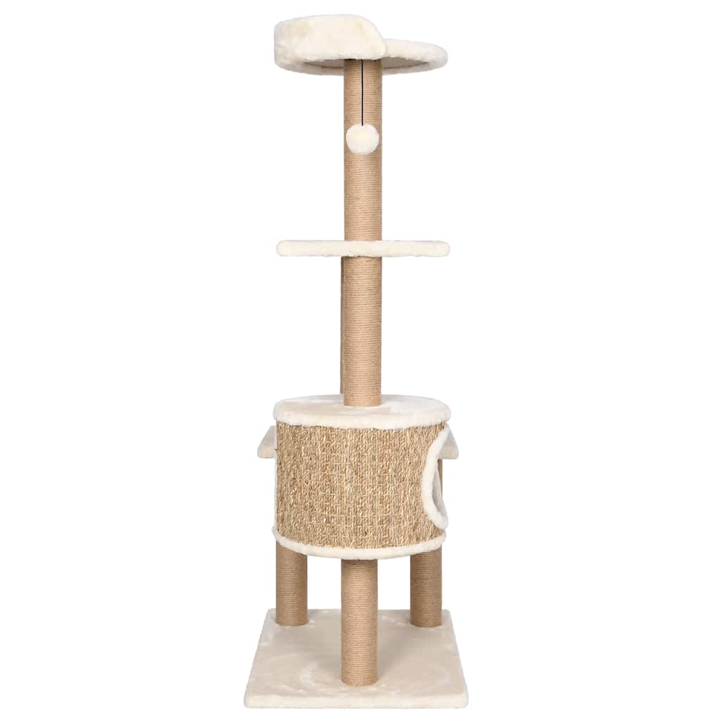 Albero per Gatti con Palo Tiragraffi 123 cm in Giunco