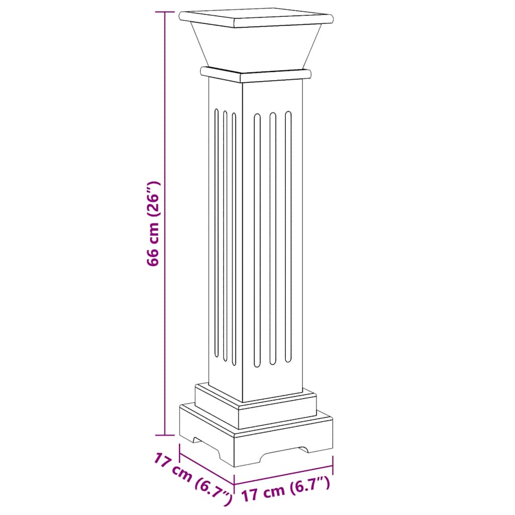 Piedistallo per Piante Quadrato Classico Grigio 17x17x66 cm MDF