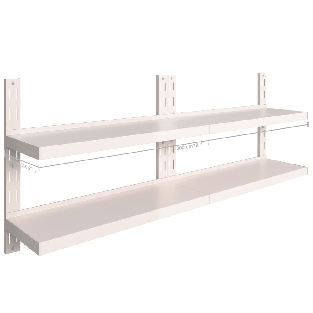 Mensole Galleggianti a 2 Livelli 2 pz in Acciaio Inox 200x30 cm | homemem39