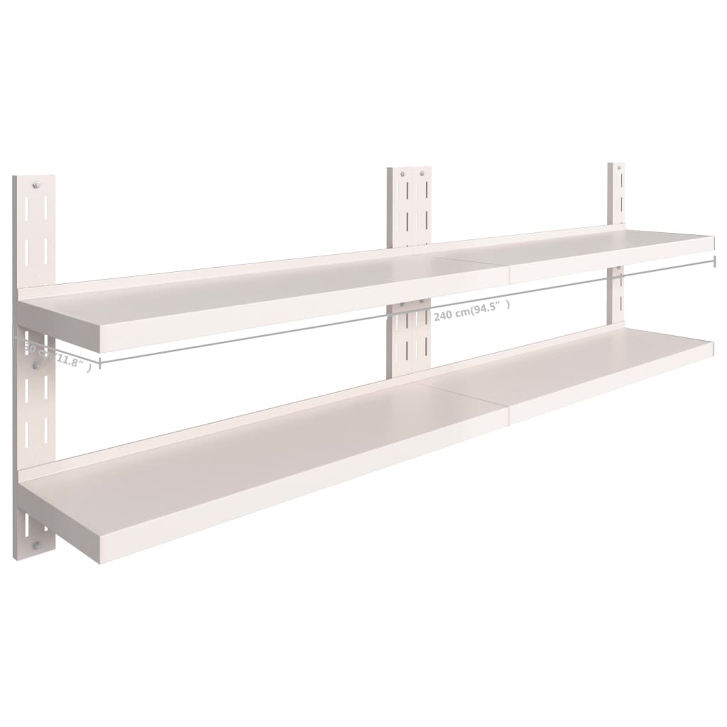 Mensole Galleggianti a 2 Livelli 2 pz in Acciaio Inox 240x30 cm | homemem39