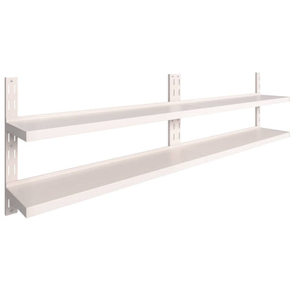 Mensole Galleggianti a 2 Livelli 2 pz in Acciaio Inox 300x30 cm