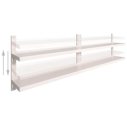 Mensole Galleggianti a 2 Livelli 2 pz in Acciaio Inox 300x30 cm | homemem39