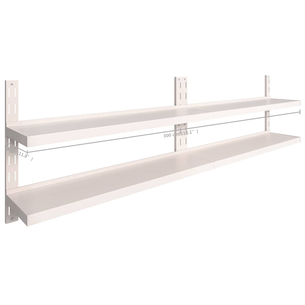 Mensole Galleggianti a 2 Livelli 2 pz in Acciaio Inox 300x30 cm