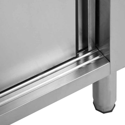 Tavoli da Lavoro Ante Scorrevoli 2 pz 200x50x(95-97) cm Acciaio | homemem39