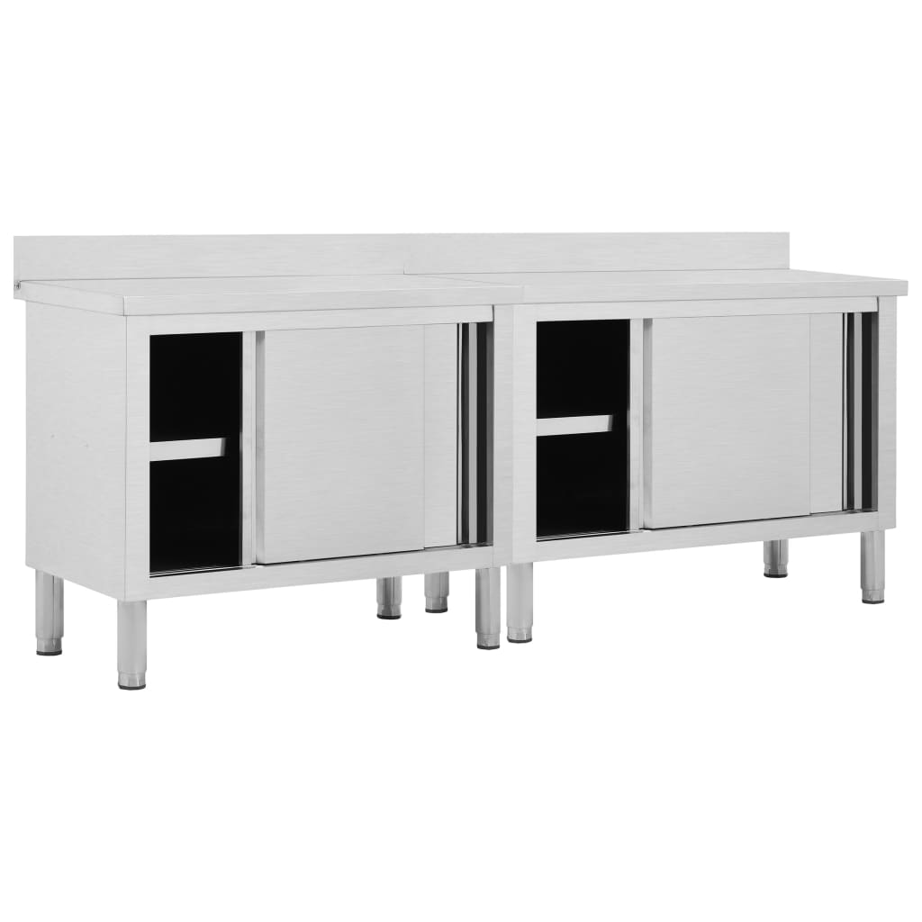 Tavoli da Lavoro Ante Scorrevoli 2 pz 240x50x(95-97) cm Acciaio | homemem39
