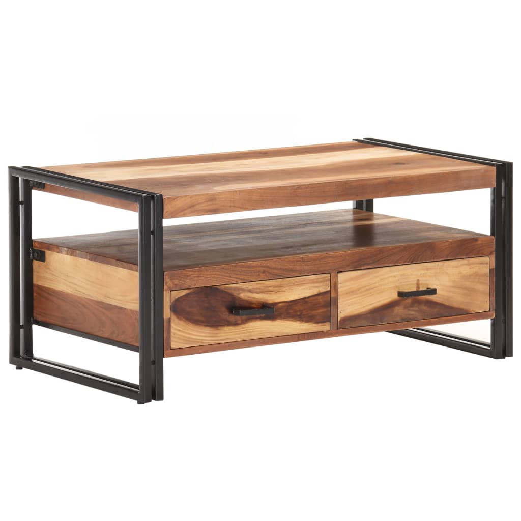 Tavolino da Salotto 100x55x45 cm in Legno Massello di Acacia | homemem39