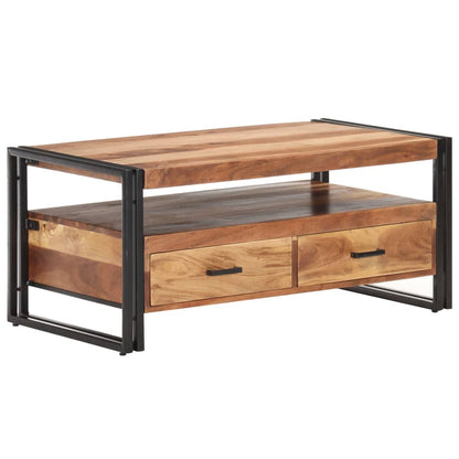 Tavolino da Salotto 100x55x45 cm in Legno Massello di Acacia | homemem39