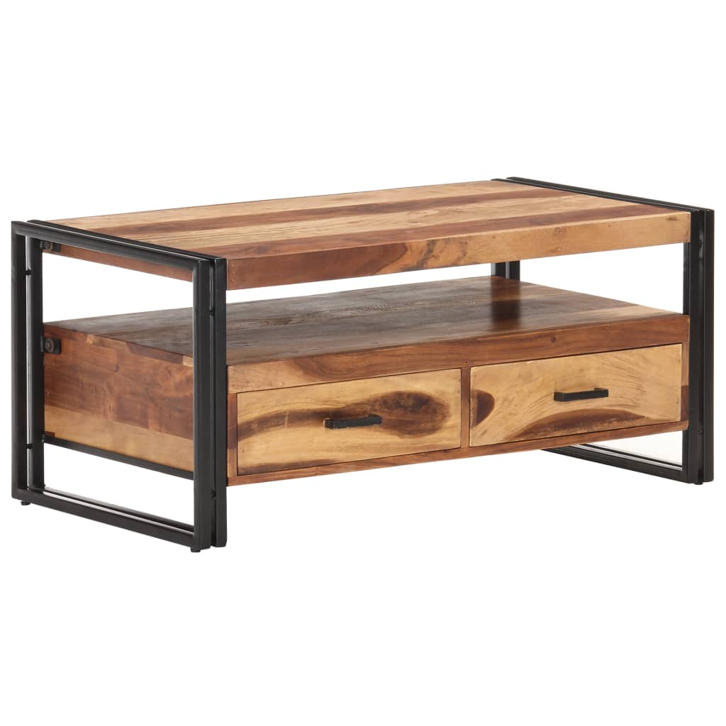 Tavolino da Salotto 100x55x45 cm in Legno Massello di Acacia | homemem39