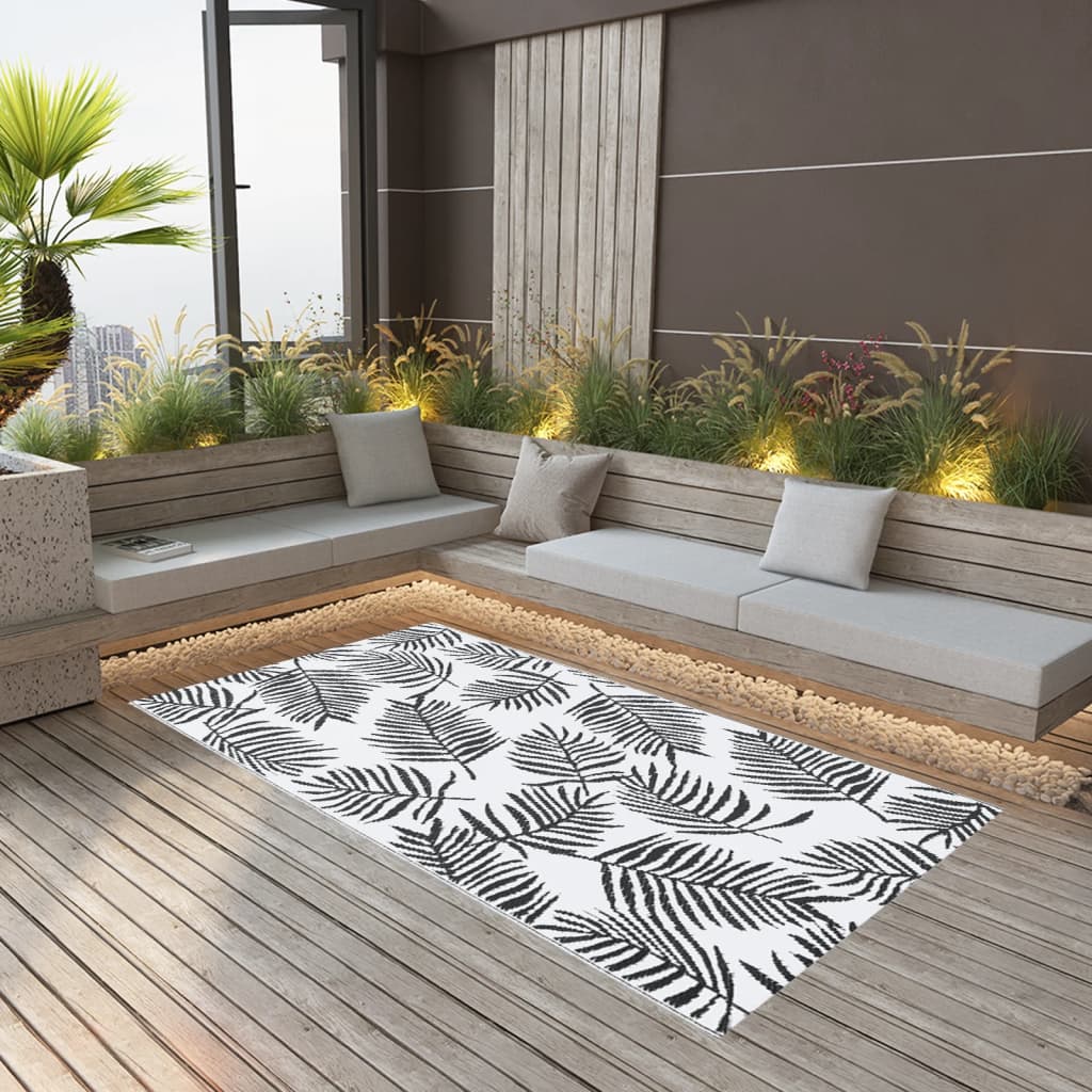 Tappeto da Esterni ARAKIL Bianco e Nero 160x230 cm in PP | homemem39