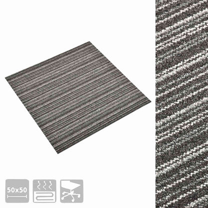 Tappeto 20 pcs Antracite Striato 50 x 50 cm 100% Polipropilene | homemem39