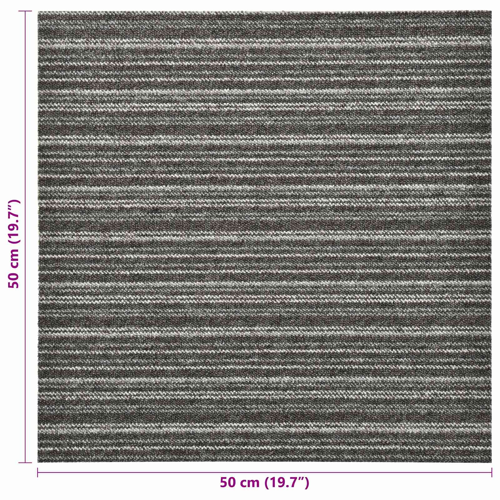 Tappeto 20 pcs Antracite Striato 50 x 50 cm 100% Polipropilene | homemem39