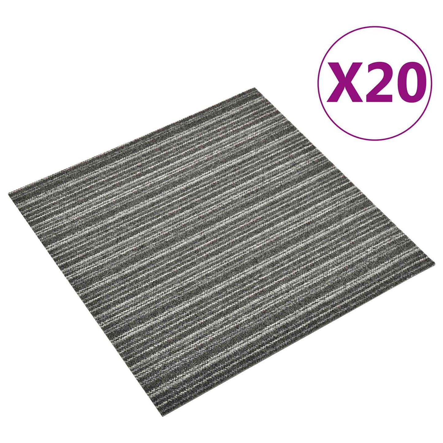 Tappeto 20 pcs Antracite Striato 50 x 50 cm 100% Polipropilene | homemem39