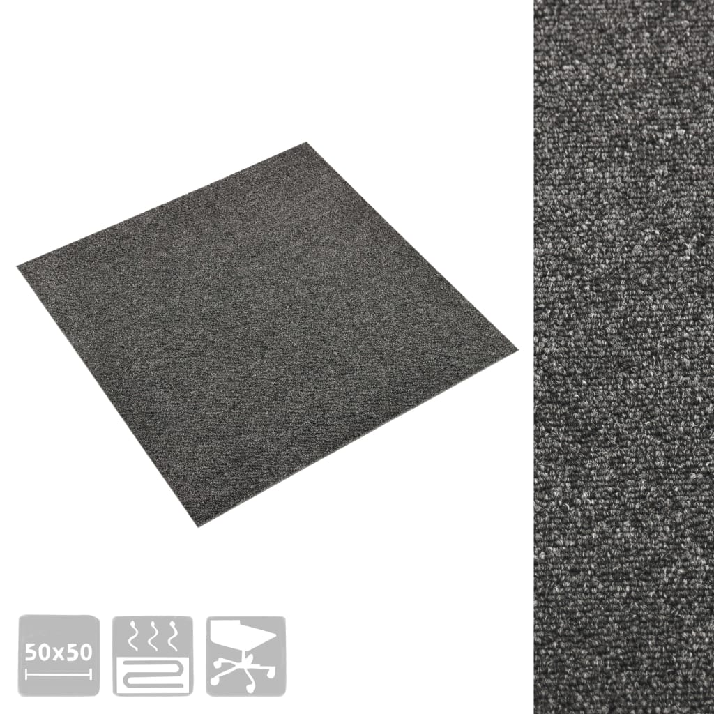 Quadrotte di Moquette 20 pz 5 m² 50x50 cm Antracite - homemem39