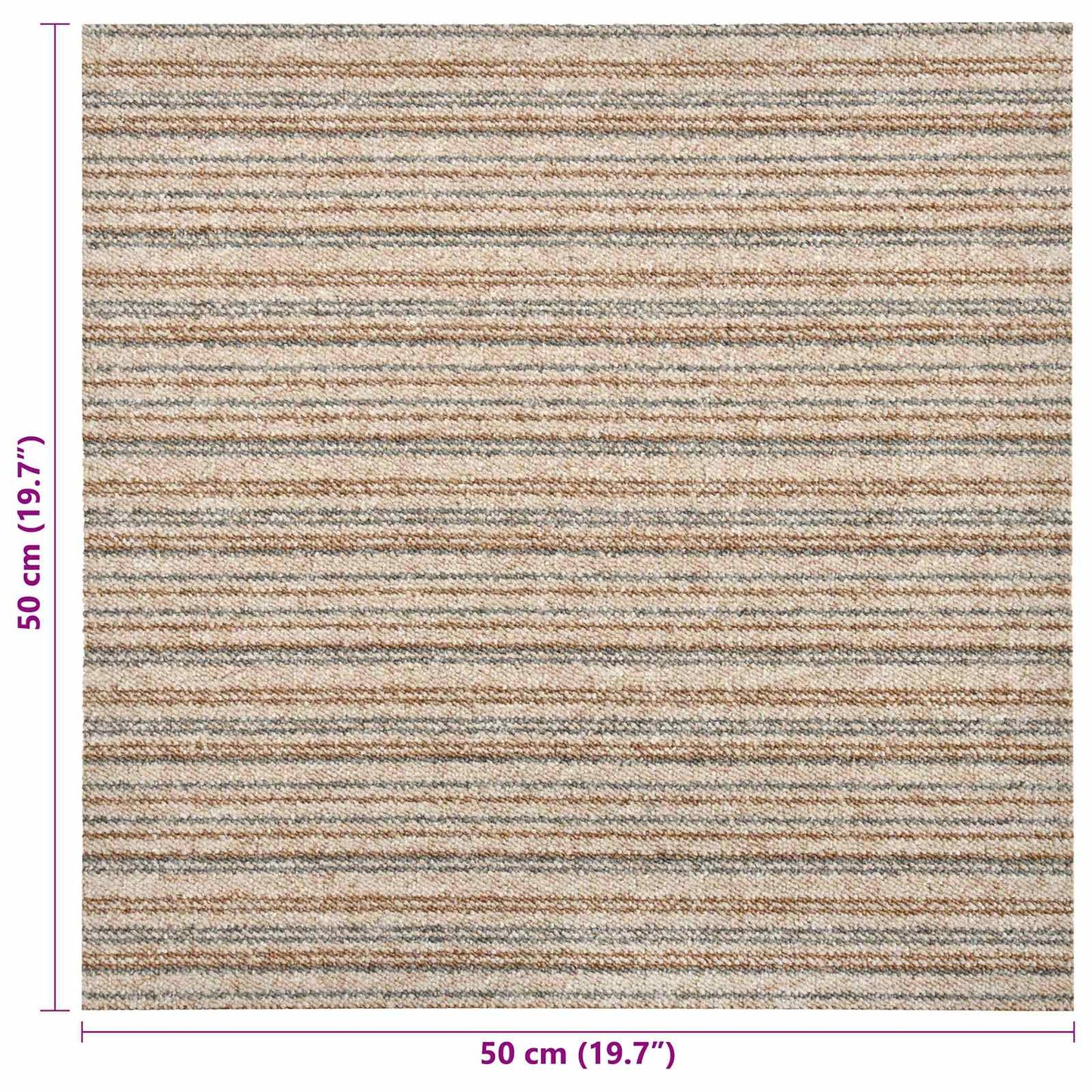 Tappeto 20 pcs Beige Striato 50 x 50 cm 100% Polipropilene | homemem39