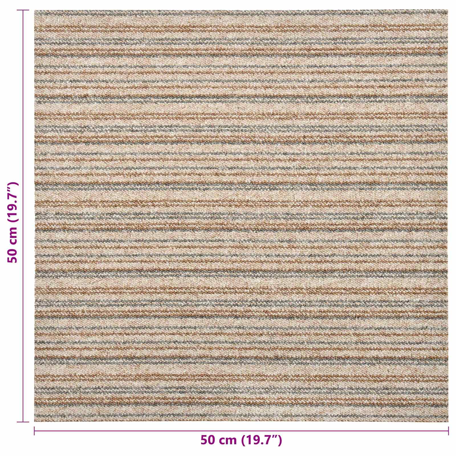 Tappeto 20 pcs Beige Striato 50 x 50 cm 100% Polipropilene | homemem39