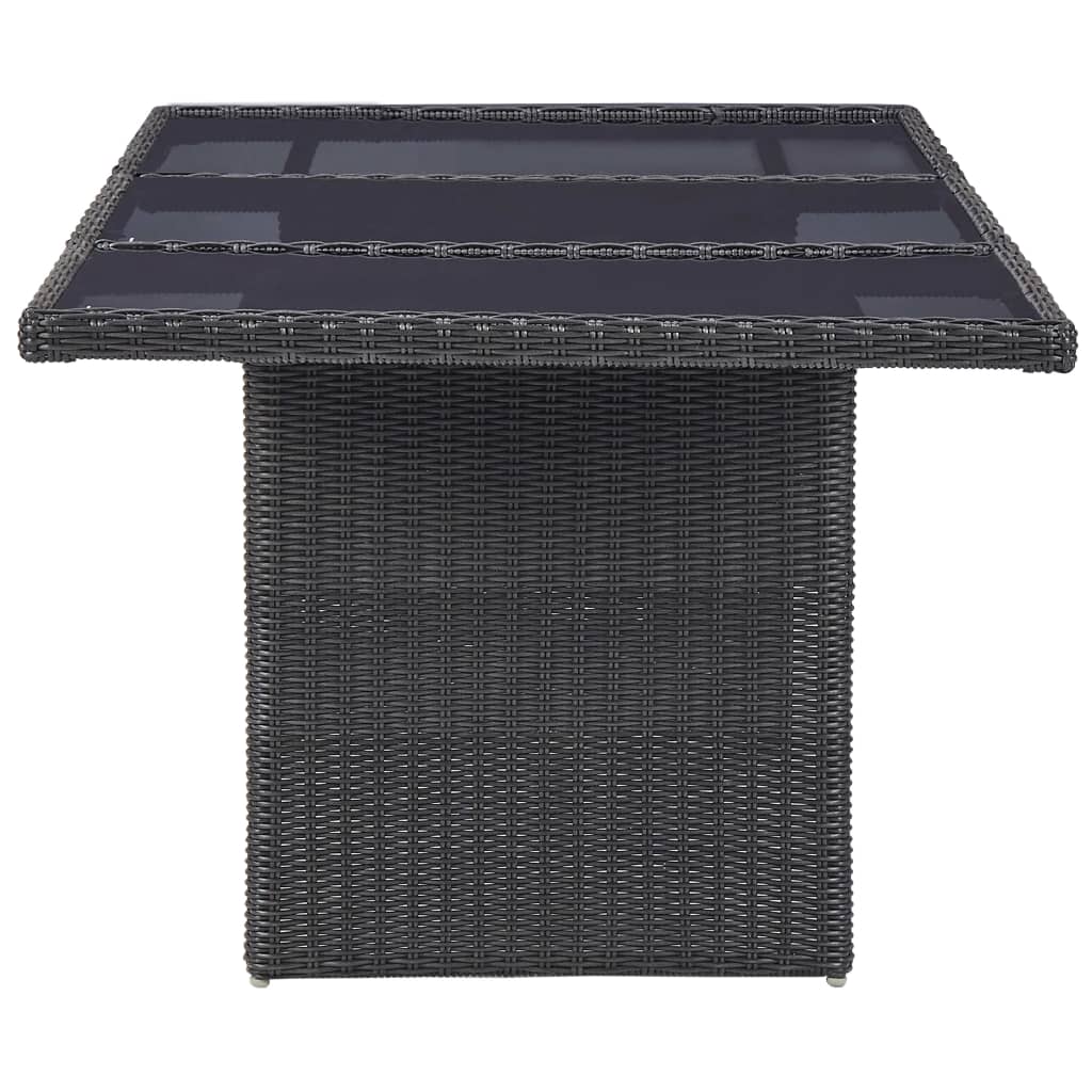 Tavolo da Giardino Nero 200x100x74 cm in Vetro e Polyrattan - homemem39