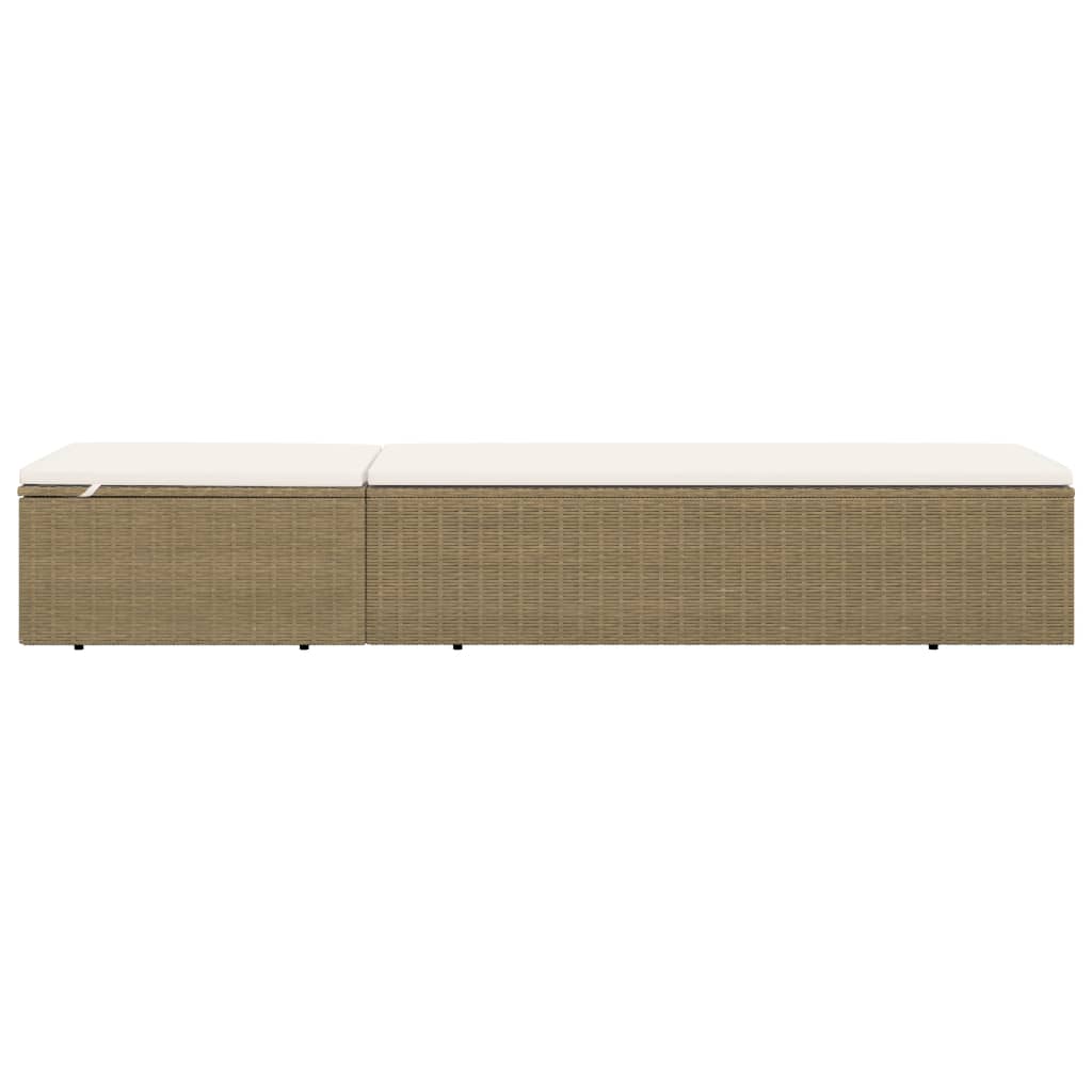 Lettino Prendisole in Polyrattan Marrone e Bianco Crema | homemem39