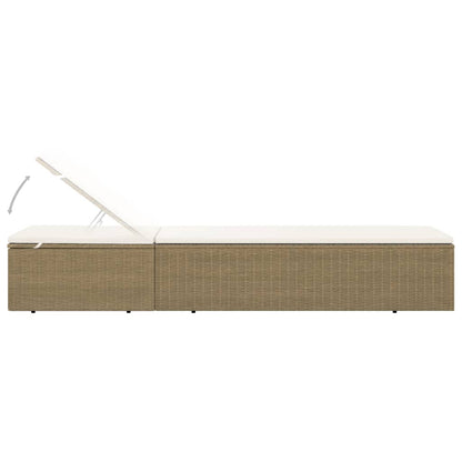 Lettino Prendisole in Polyrattan Marrone e Bianco Crema | homemem39