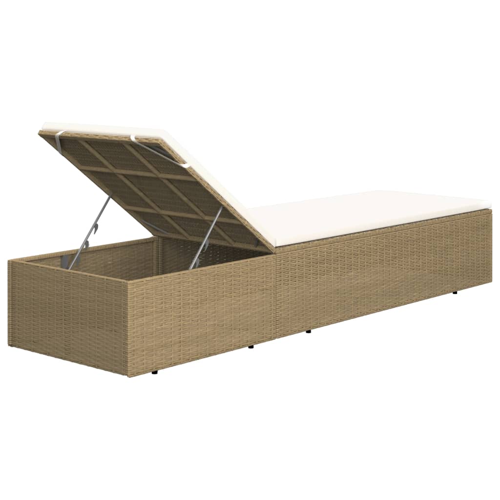 Lettino Prendisole in Polyrattan Marrone e Bianco Crema | homemem39