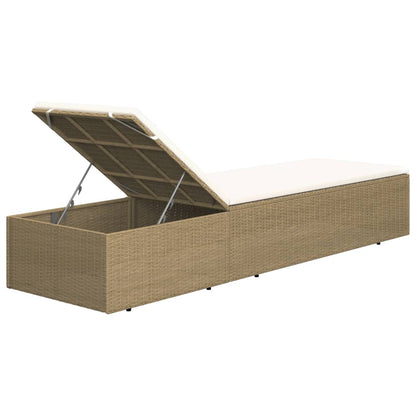 Lettino Prendisole in Polyrattan Marrone e Bianco Crema | homemem39