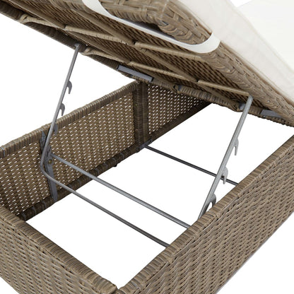 Lettino Prendisole in Polyrattan Marrone e Bianco Crema | homemem39
