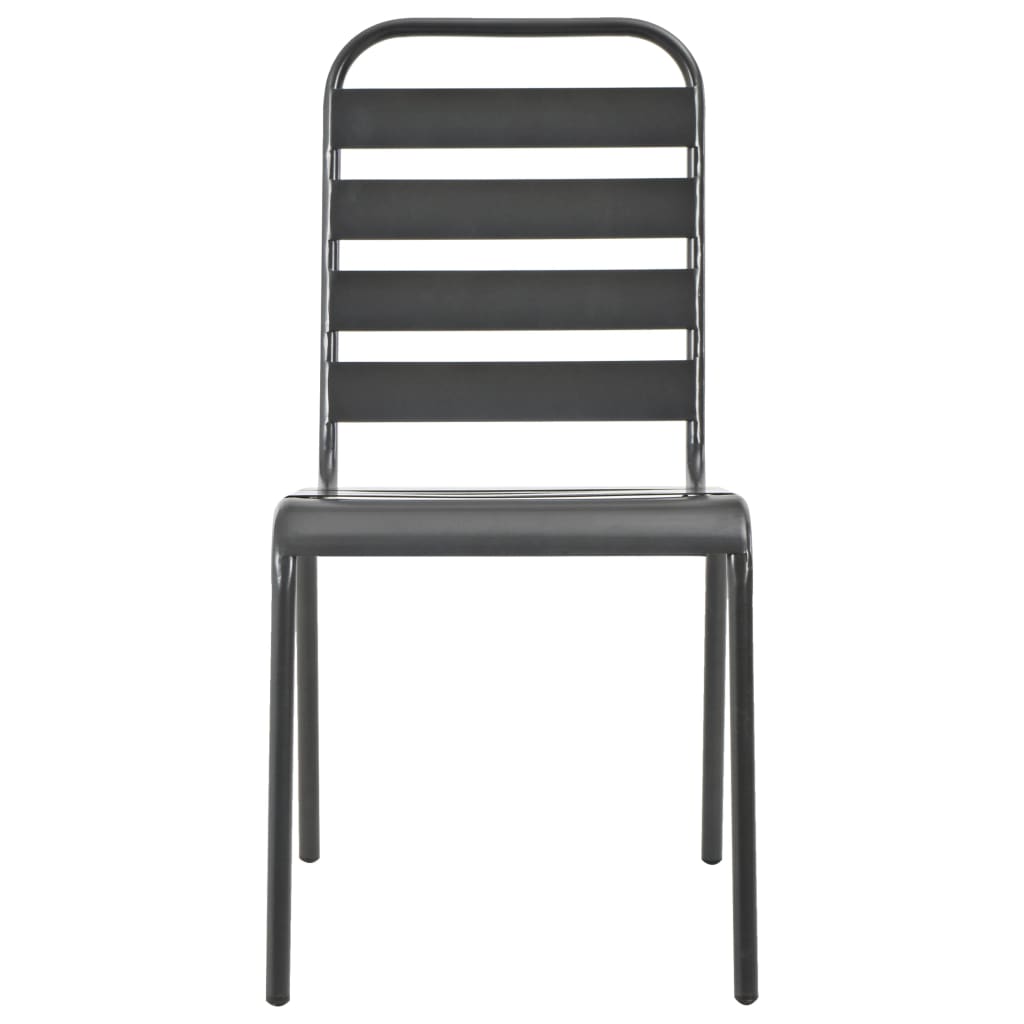 Sedie da Esterno 4 pz Design a Doghe in Acciaio Grigio Scuro | homemem39