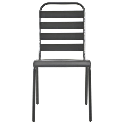 Sedie da Esterno 4 pz Design a Doghe in Acciaio Grigio Scuro | homemem39