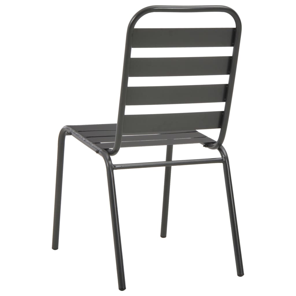 Sedie da Esterno 4 pz Design a Doghe in Acciaio Grigio Scuro | homemem39