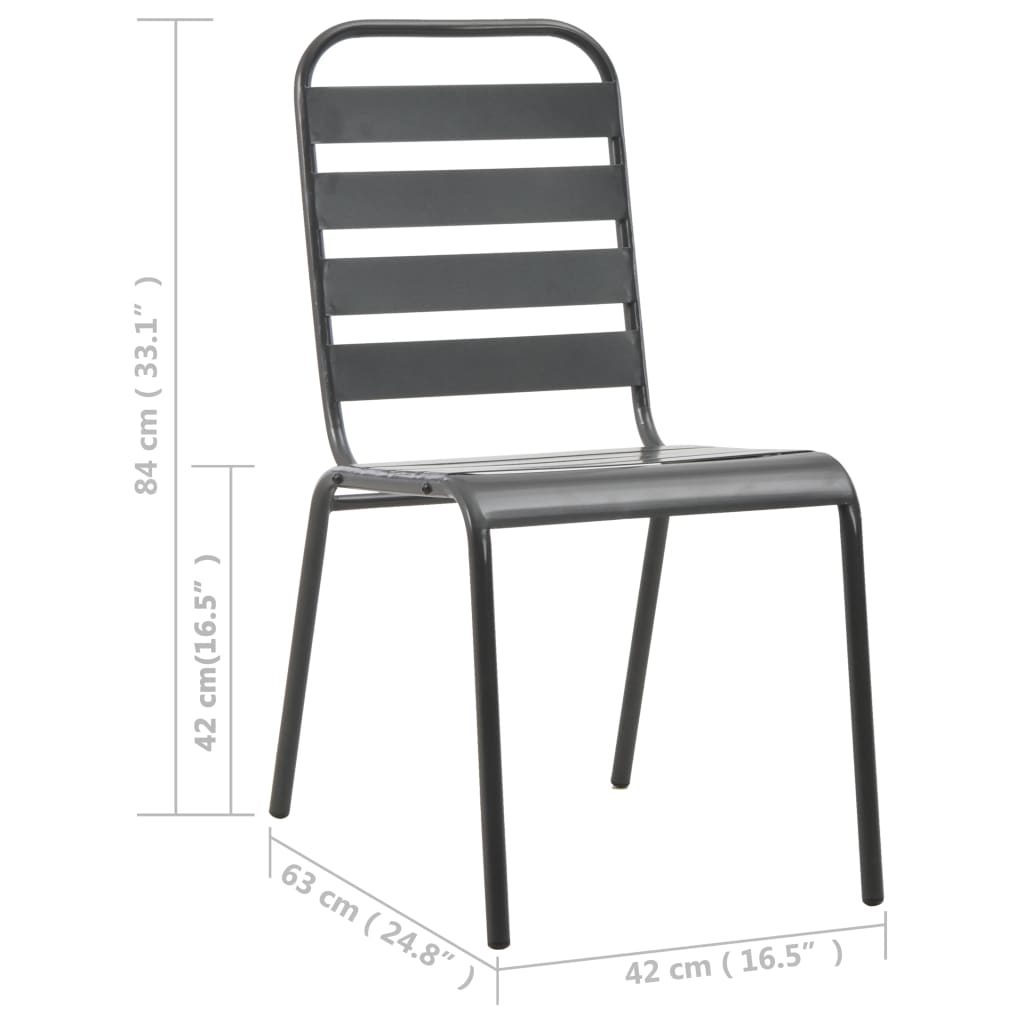Sedie da Esterno 4 pz Design a Doghe in Acciaio Grigio Scuro | homemem39