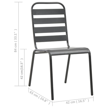 Sedie da Esterno 4 pz Design a Doghe in Acciaio Grigio Scuro | homemem39