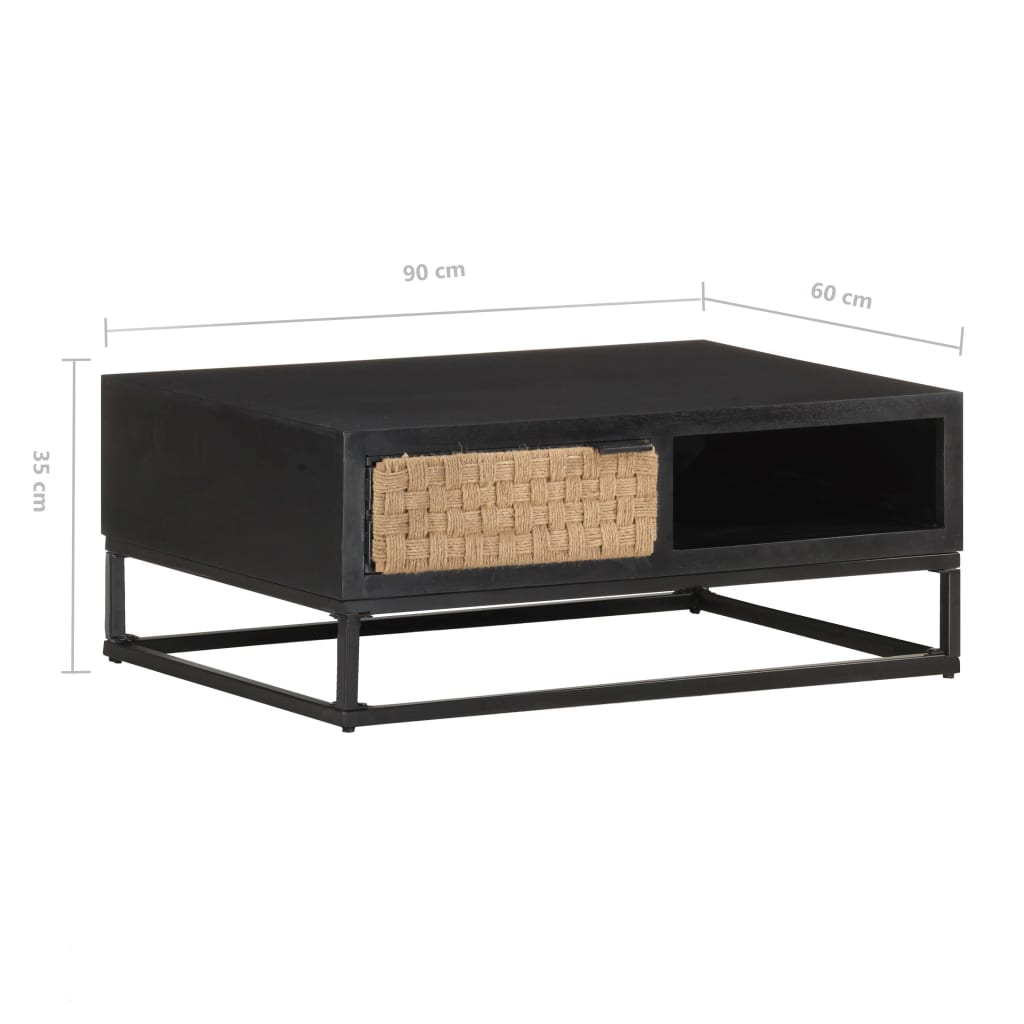 Tavolino da Salotto 90x60x35 cm in Legno Massello di Mango | homemem39