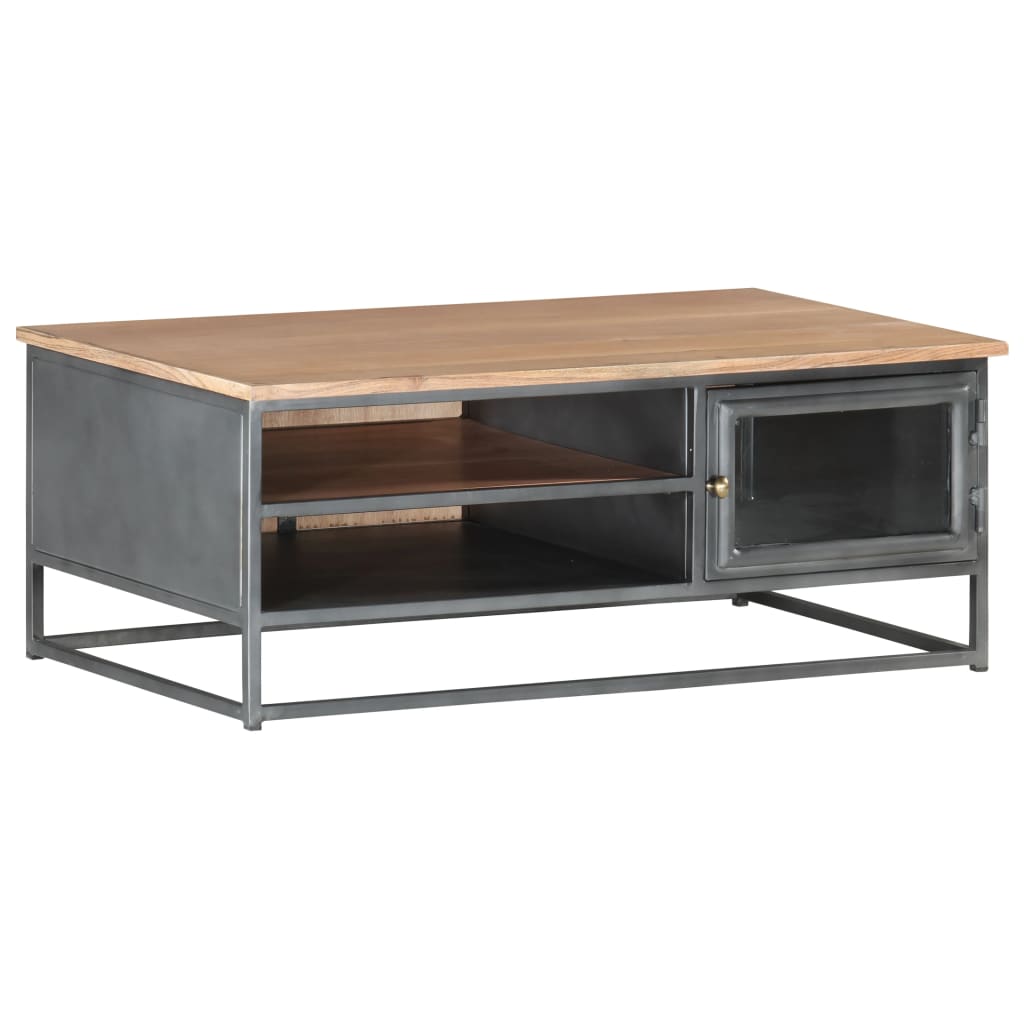 Tavolino da Salotto Grigio 90x50x35 cm in Massello di Acacia | homemem39