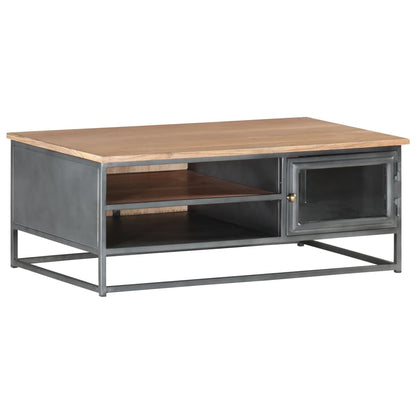 Tavolino da Salotto Grigio 90x50x35 cm in Massello di Acacia | homemem39