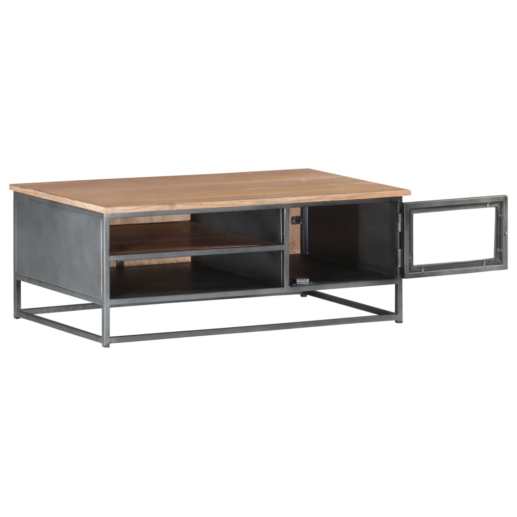 Tavolino da Salotto Grigio 90x50x35 cm in Massello di Acacia | homemem39