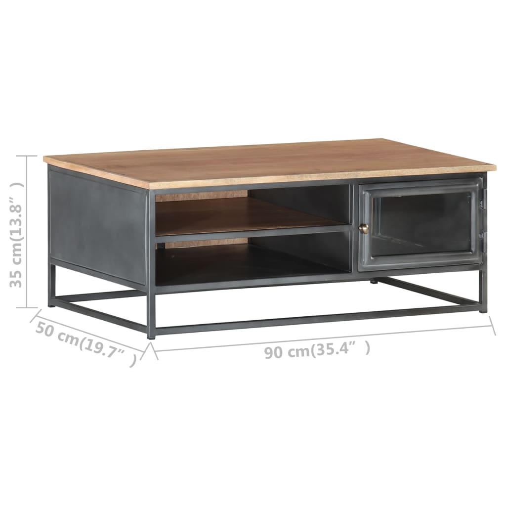 Tavolino da Salotto Grigio 90x50x35 cm in Massello di Acacia | homemem39