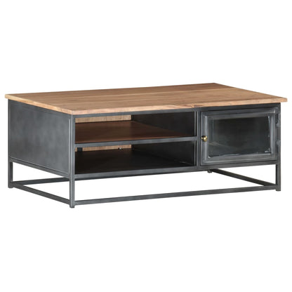Tavolino da Salotto Grigio 90x50x35 cm in Massello di Acacia | homemem39