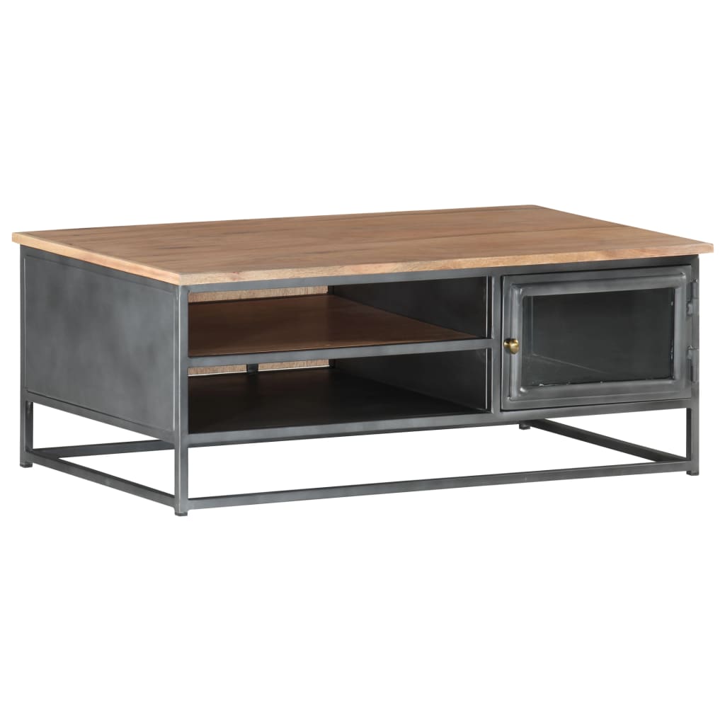 Tavolino da Salotto Grigio 90x50x35 cm in Massello di Acacia | homemem39