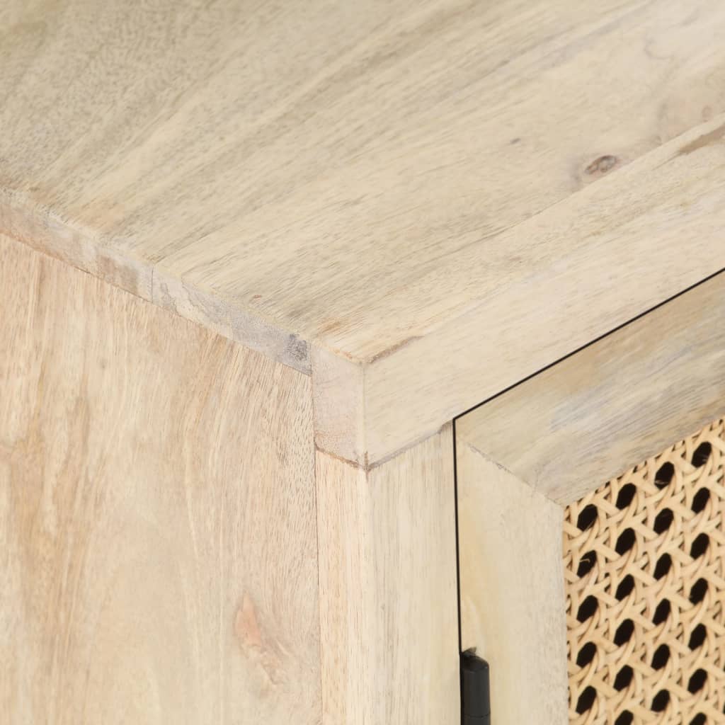 Comodino 40x30x50 cm Legno Massello di Mango e Canna Naturale - homemem39