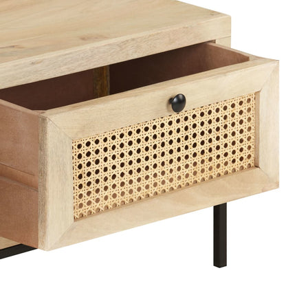 Tavolino da Salotto 90x50x37 cm Legno Massello di Mango e Canna | homemem39