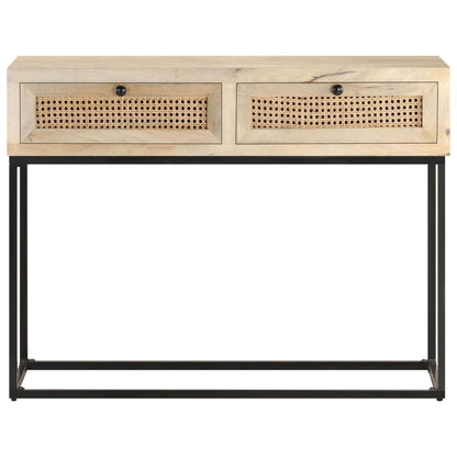 Tavolo Consolle 100x35x76 cm Massello di Mango e Canna Naturale | homemem39