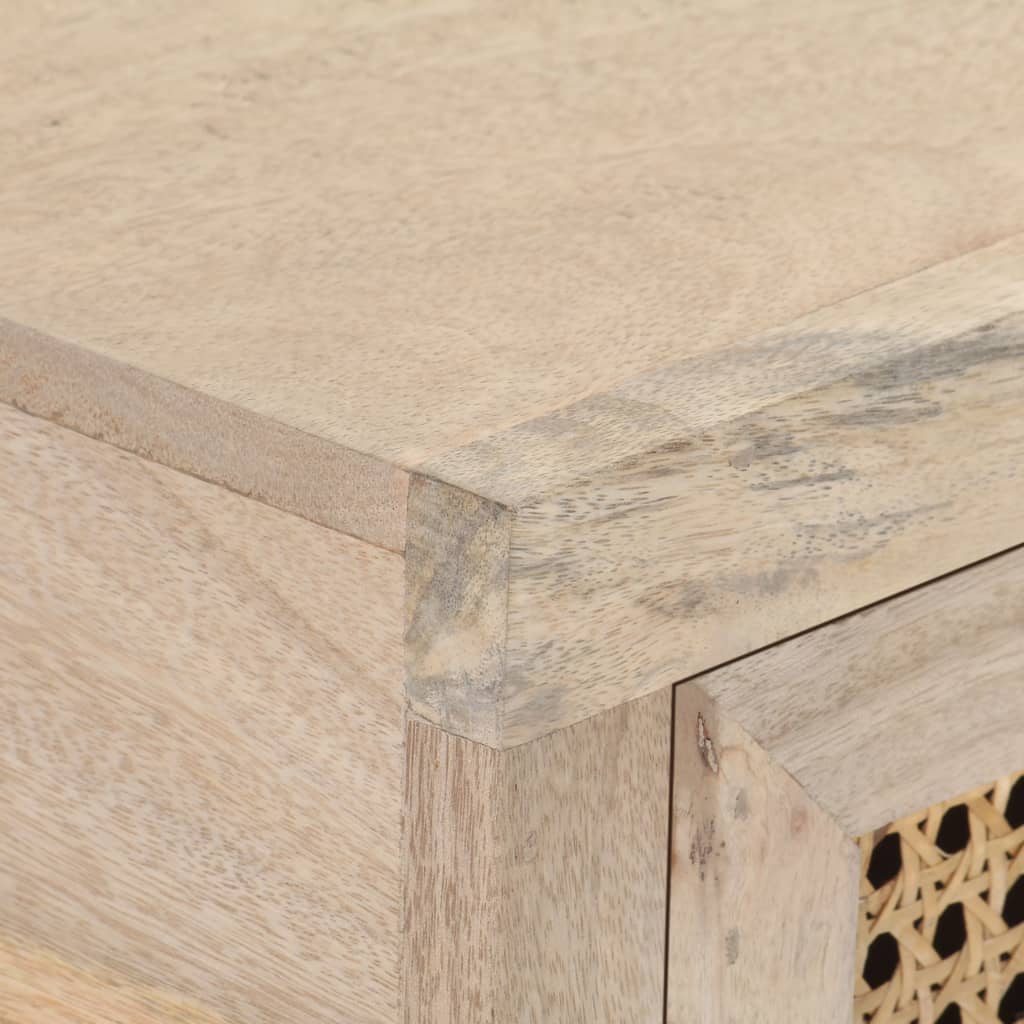 Tavolo Consolle 100x35x76 cm Massello di Mango e Canna Naturale - homemem39