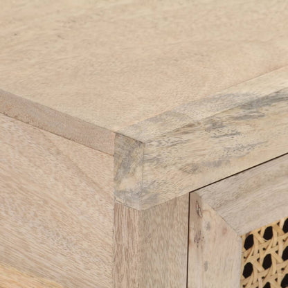 Tavolo Consolle 100x35x76 cm Massello di Mango e Canna Naturale - homemem39