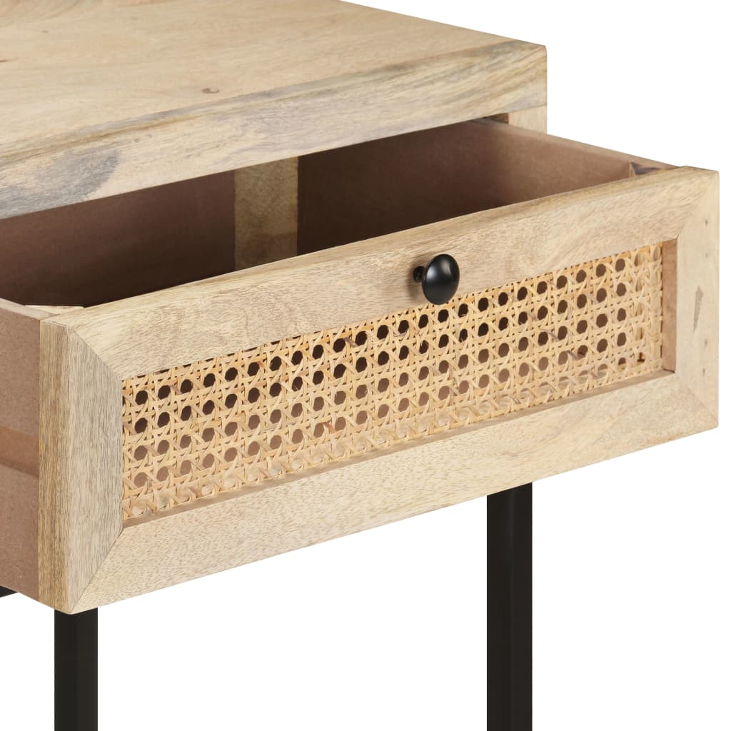 Tavolo Consolle 100x35x76 cm Massello di Mango e Canna Naturale | homemem39