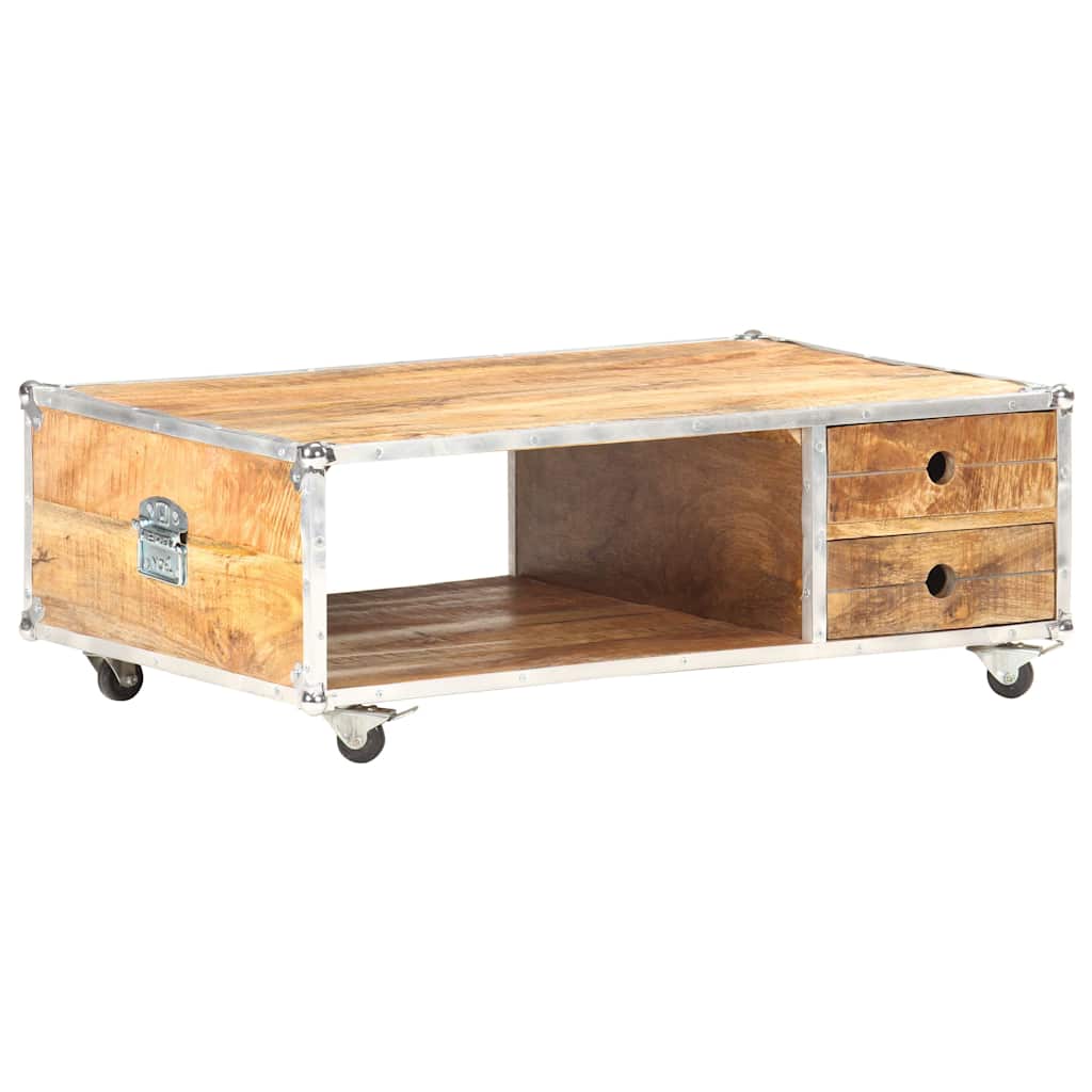 Tavolino da Salotto 89x59x33 cm in Massello di Mango Grezzo