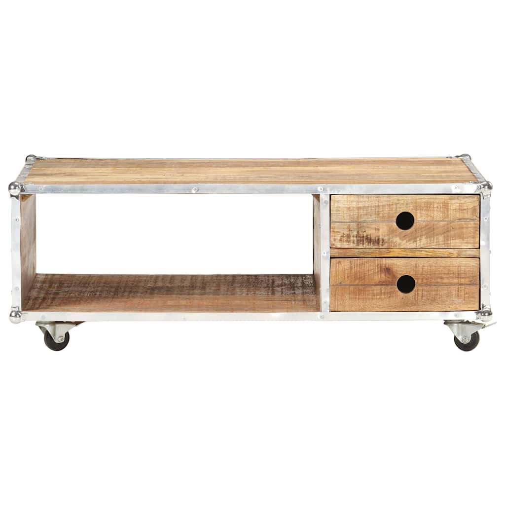 Tavolino da Salotto 89x59x33 cm in Massello di Mango Grezzo