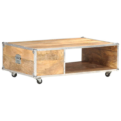 Tavolino da Salotto 89x59x33 cm in Massello di Mango Grezzo