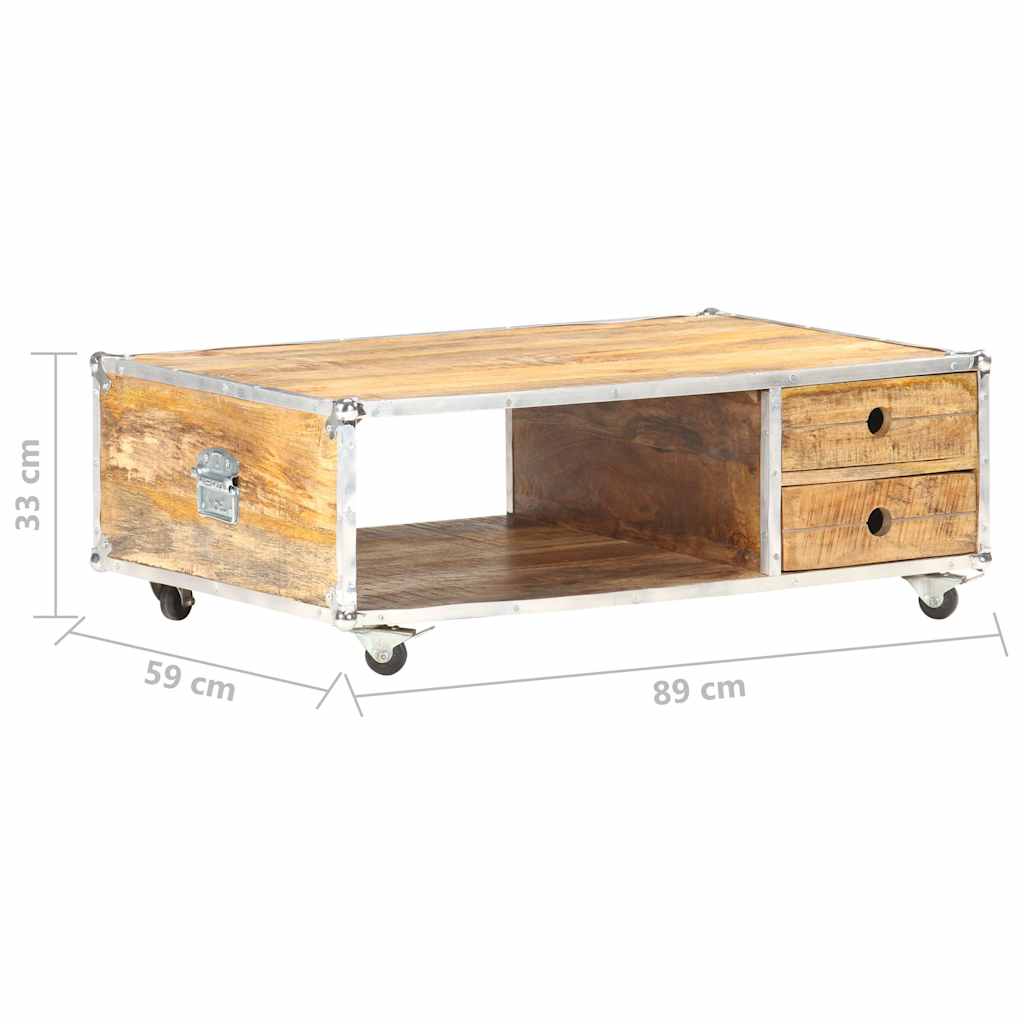Tavolino da Salotto 89x59x33 cm in Massello di Mango Grezzo