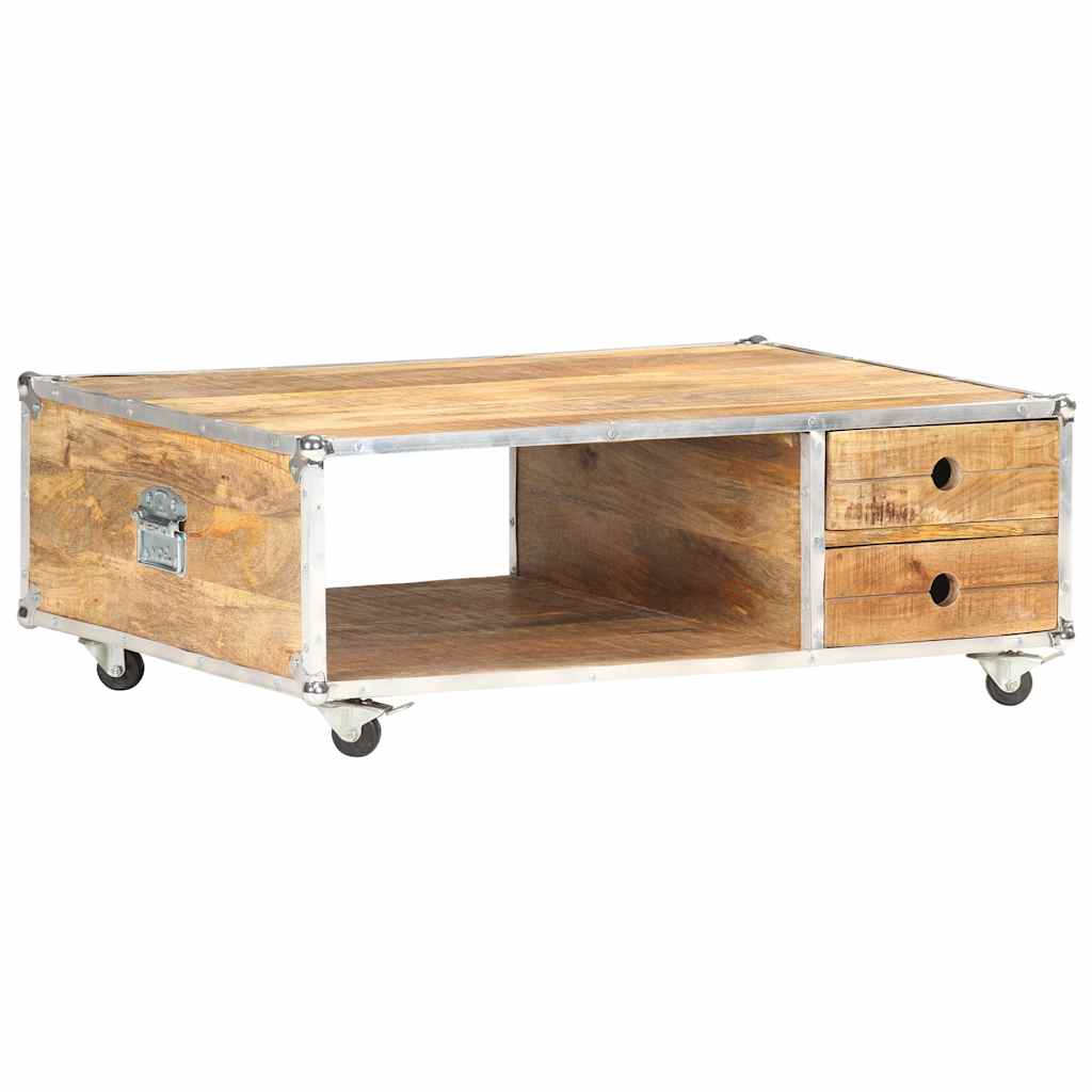 Tavolino da Salotto 89x59x33 cm in Massello di Mango Grezzo
