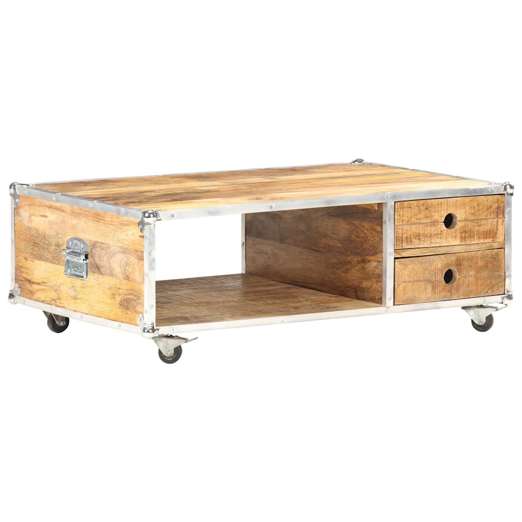 Tavolino da Salotto 89x59x33 cm in Massello di Mango Grezzo