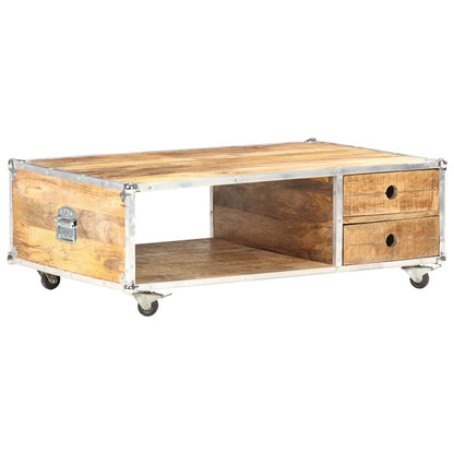 Tavolino da Salotto 89x59x33 cm in Massello di Mango Grezzo